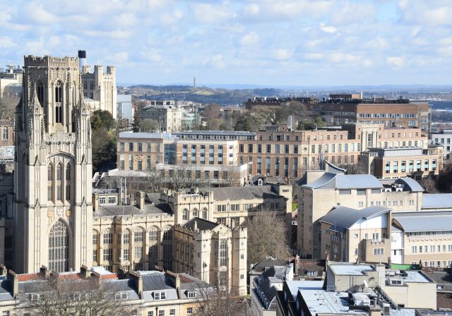 View of Bristol city showing the University of Bristol