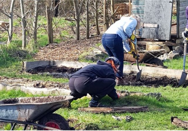 Digging beds at KWHA