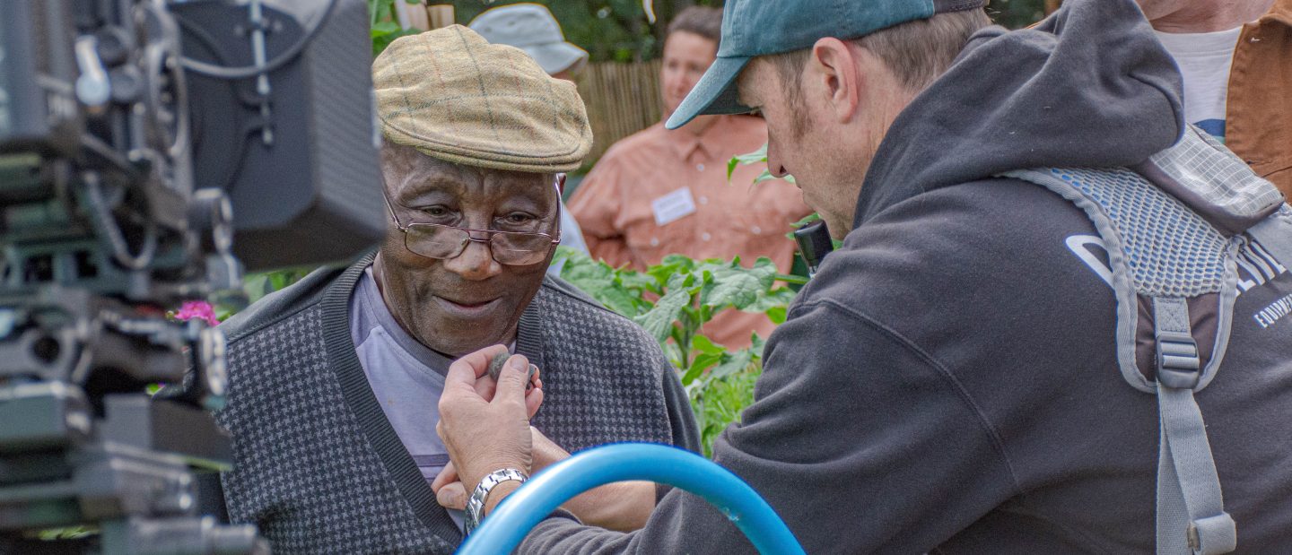 Filming at Alive’s dementia-friendly allotment in Brentry for Gardeners’ World