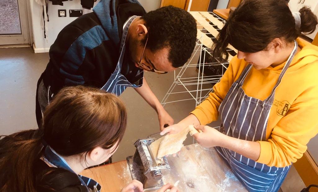 St Werburghs City Farm cafe - preparing homemade pasta